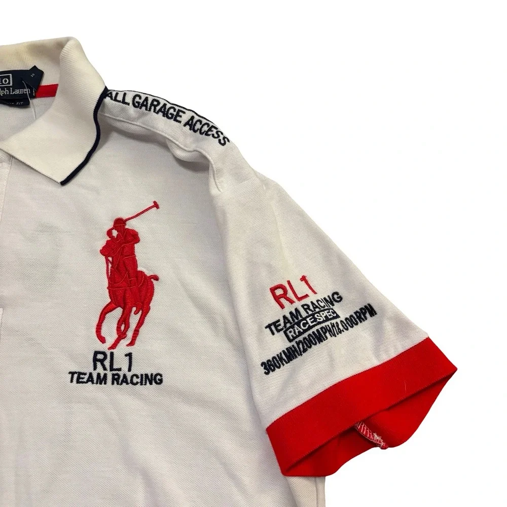 Polo Ralph Lauren Mens RL Racing Team Big Pony Polo Shirt White Red Large GBR 6